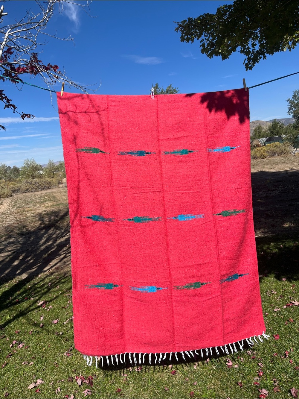 Hand woven Molina Indian blanket from Mexico.